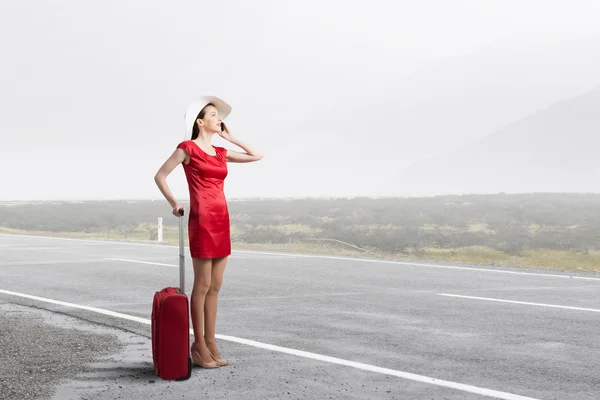 Mujer en rojo — Foto de Stock