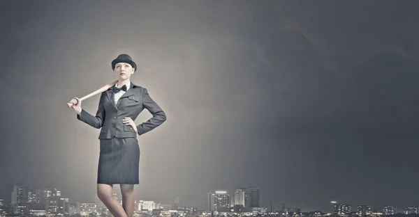 Woman with baseball bat — Stock Photo, Image