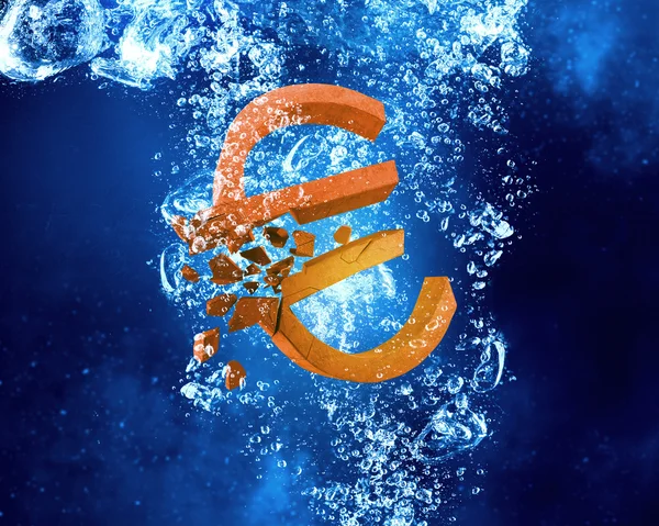 Euro su altında. Kavram görüntü — Stok fotoğraf