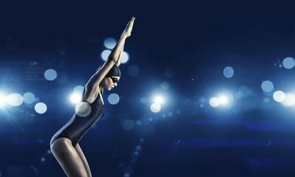 Female swimmer. Concept image