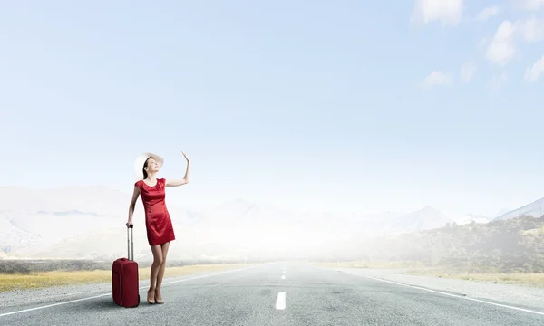 Woman in red — Stock Photo, Image