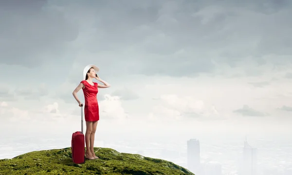 Woman in red Stock Image