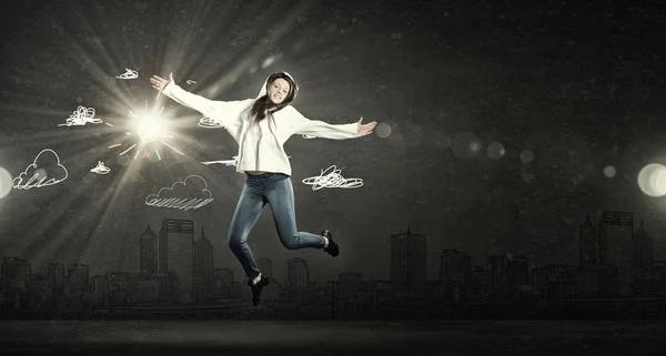 Dancer girl in jump — Stock Photo, Image