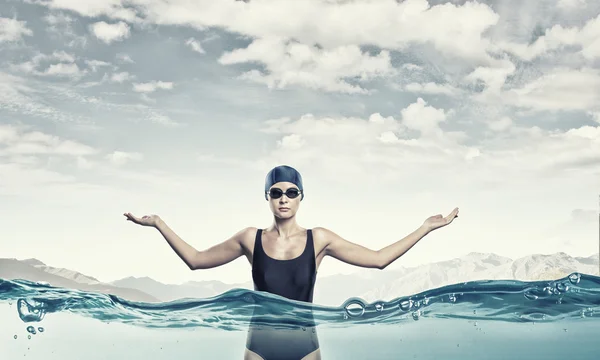 女子游泳运动员。概念图像 — 图库照片