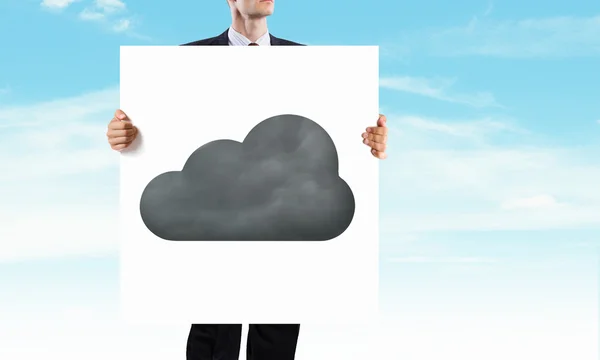 Business man mostra il concetto di cloud — Foto Stock