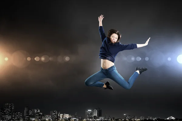 Dancer girl in jump — Stock Photo, Image