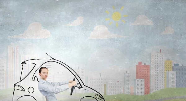 Mujer con volante — Foto de Stock