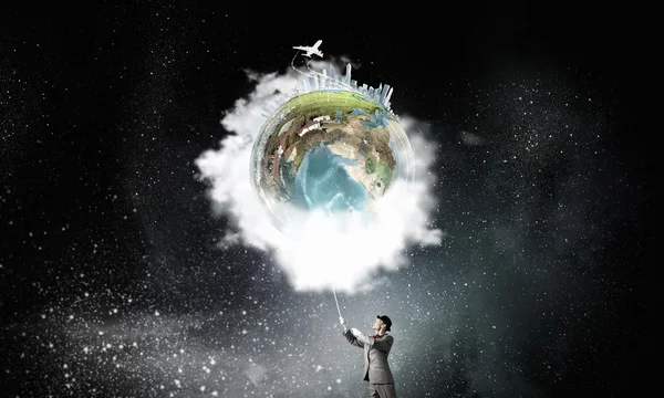 World in his hands — Stock Photo, Image