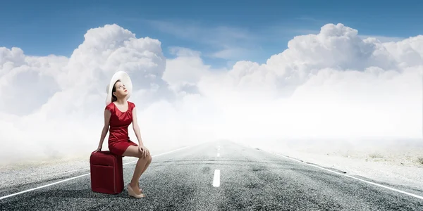 Frau in Rot — Stockfoto