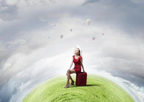 Woman in red — Stock Photo, Image