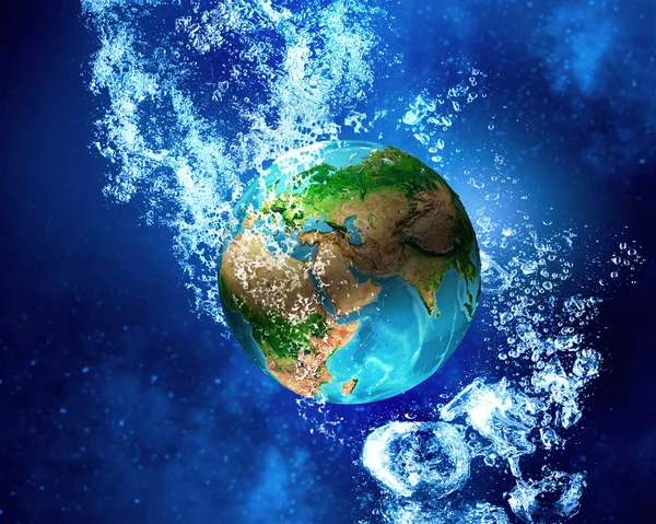 Planeta Terra debaixo de água — Fotografia de Stock