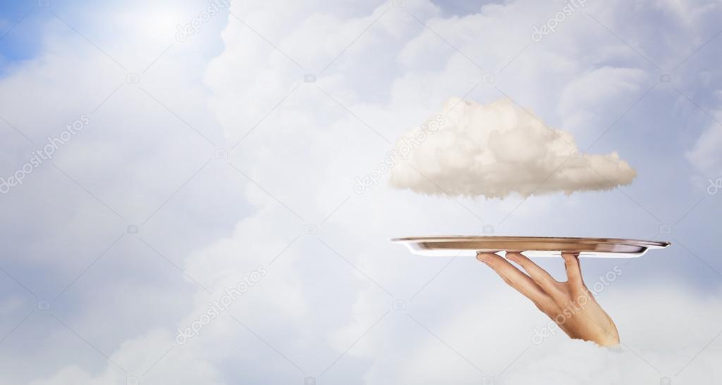 White cloud on tray