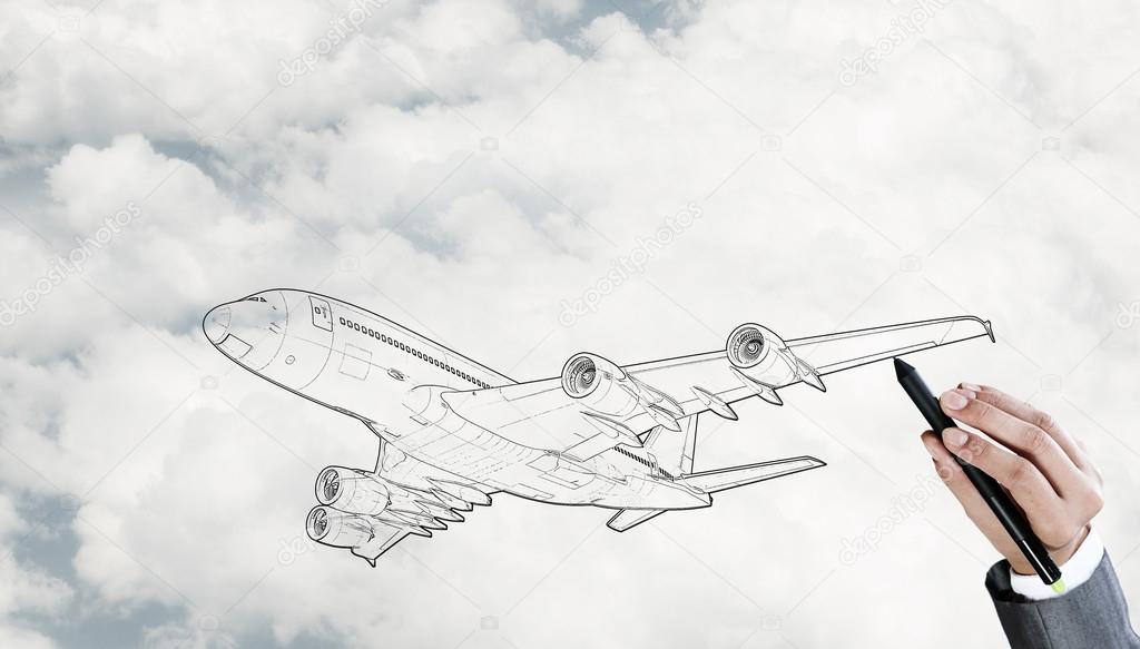 Designer draw airplane