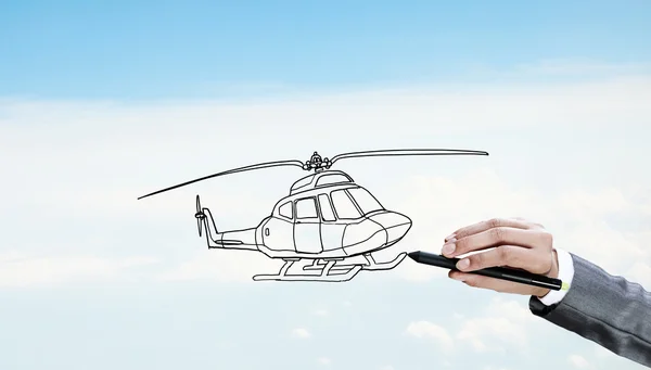 Designer draw helikopter — Stockfoto