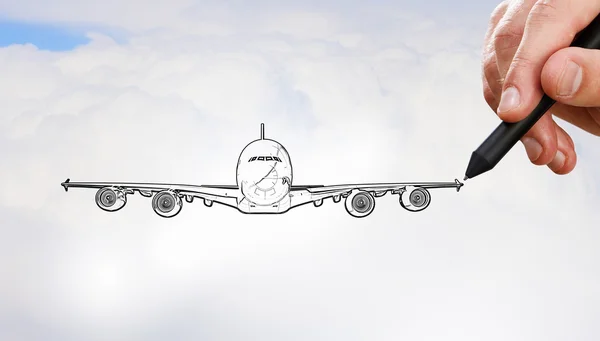 Diseñador dibujar avión — Foto de Stock