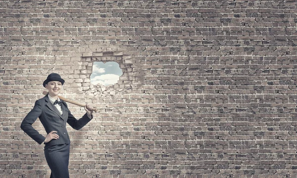 Woman with baseball bat — Stock Photo, Image