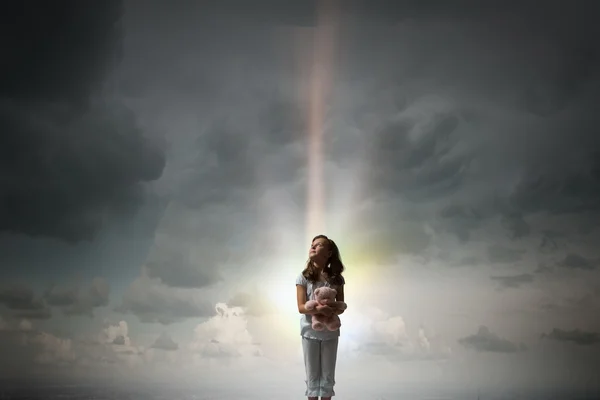 Little girl with bear — Stock Photo, Image