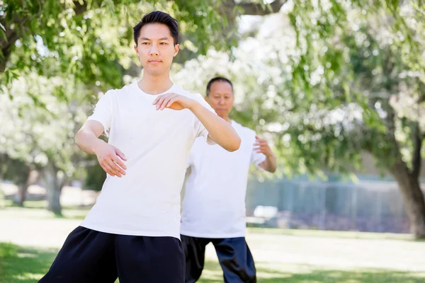 Embereket a park thai chi gyakorló — Stock Fotó