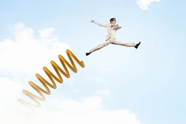 He did great career jump — Stock Photo, Image