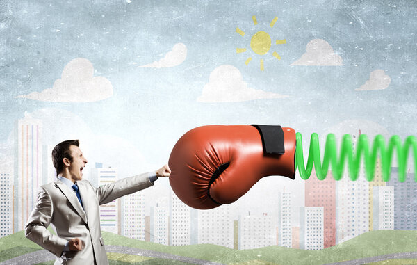 Бизнесмен атакован перчаткой
