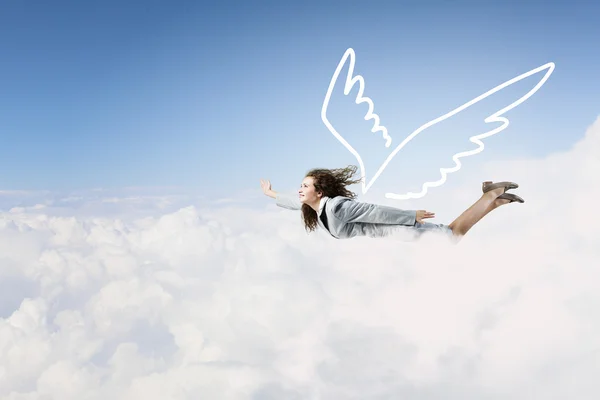 Woman flying high — Stock Photo, Image