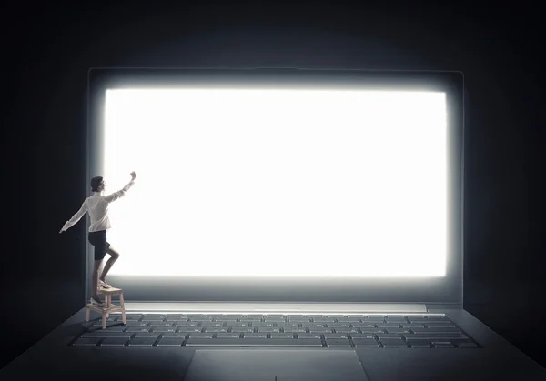 Woman using modern technologies — Stock Photo, Image