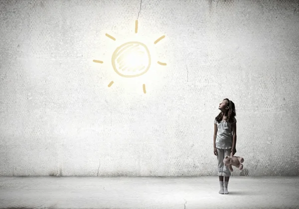 Little girl with bear — Stock Photo, Image