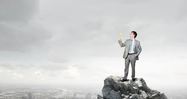 Hombre con receptor de teléfono — Foto de Stock