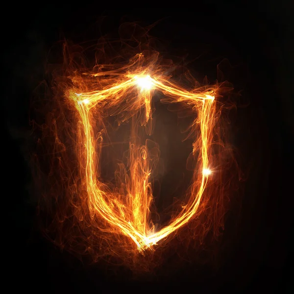 Fire shield icon — Stock Photo, Image