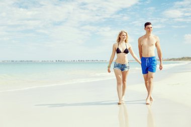 plaj romantik genç Çift