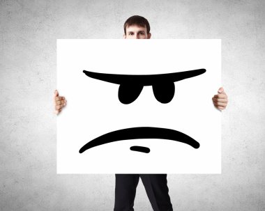 Adam üzgün smiley ile başlık göster