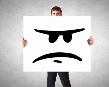 Adam üzgün smiley ile başlık göster