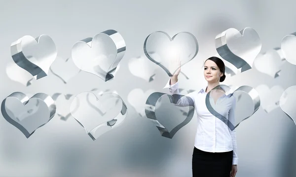 Woman push love icon — Stock Photo, Image