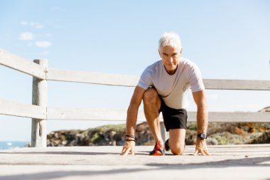 Runner yarış başlatmak hazırlanıyor