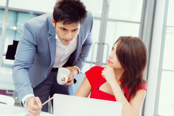 Two young business collegue in office — Stock Photo, Image