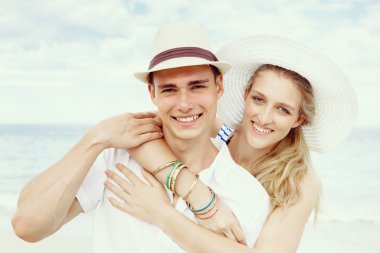 plaj romantik genç Çift