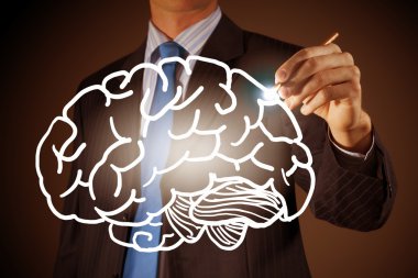 İşadamı çizim beyin