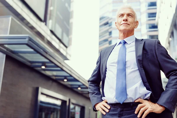 Portret van een zelfverzekerde zakenman buiten — Stockfoto