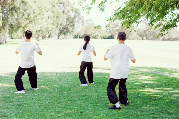 Gente practicando tailandés chi en el parque —  Fotos de Stock