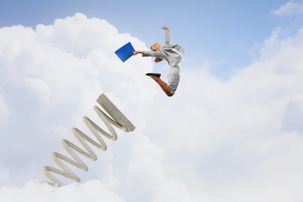 Ela fez um grande salto de carreira — Fotografia de Stock