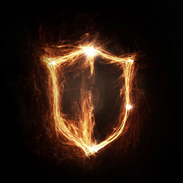 Fire shield icon Stock Photo