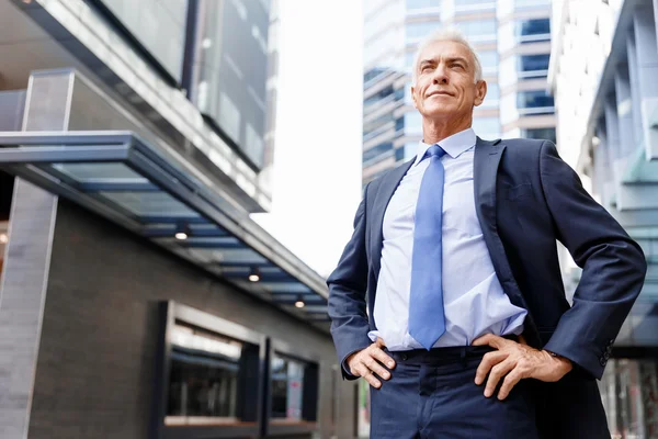 Portret van een zelfverzekerde zakenman buiten — Stockfoto