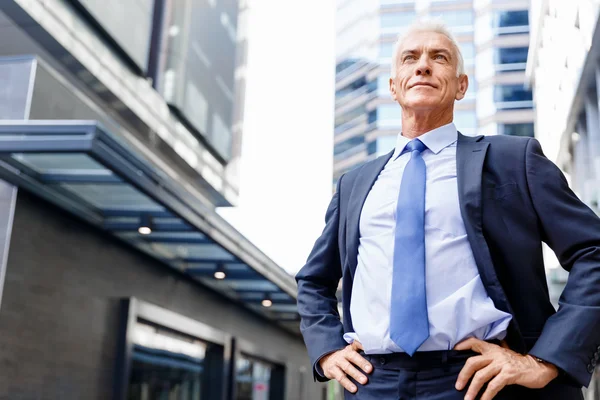 Portret van een zelfverzekerde zakenman buiten — Stockfoto