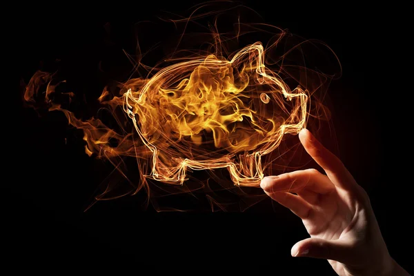 Ogień piggy bank ikona — Zdjęcie stockowe