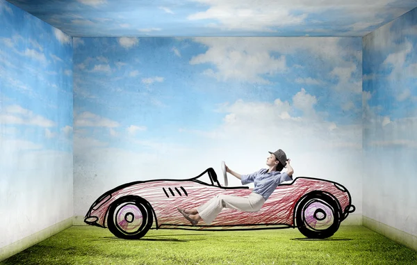 Çizilmiş araba kadında — Stok fotoğraf