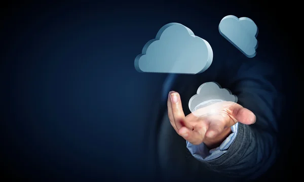 Mann mit Cloud-Computing-Konzept — Stockfoto