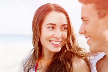 plaj romantik genç Çift