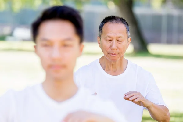 Gente practicando tailandés chi en el parque —  Fotos de Stock