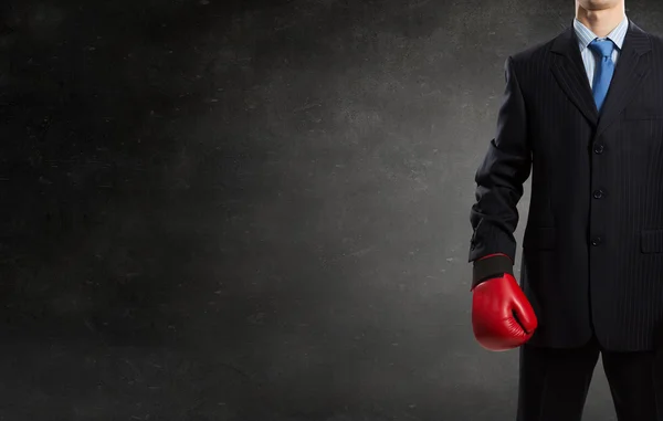 Businessman fighter in boxing gloves — Stock Photo, Image