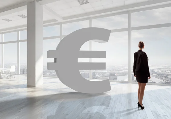 Businesswoman in top floor office — Stock Photo, Image